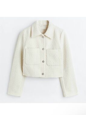 H&M Cream Bouclé Cropped Jacket